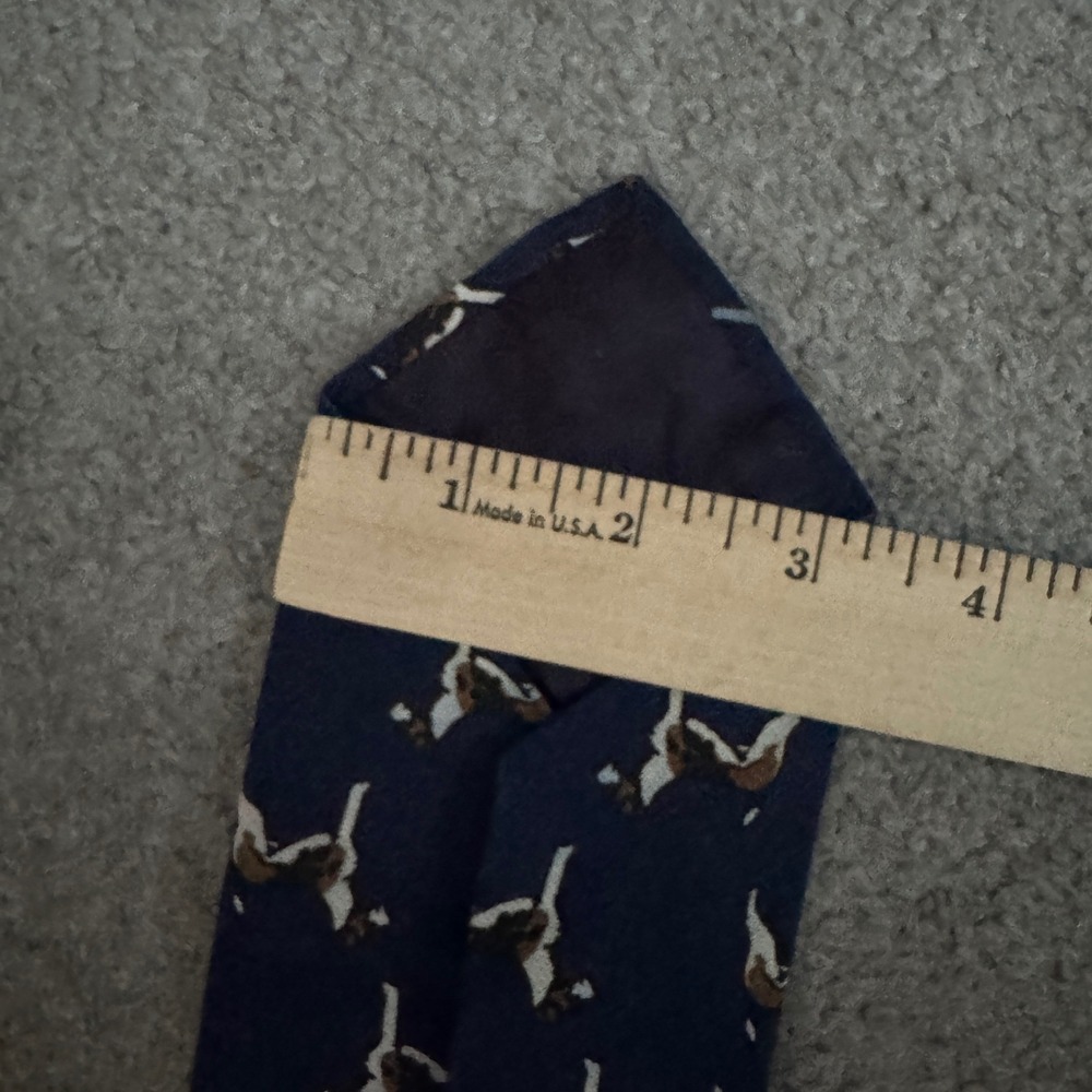 Polo Ralph Lauren Necktie Navy Blue Dog Print 100% Linen Tie Handmade in USA - Picture 8 of 8